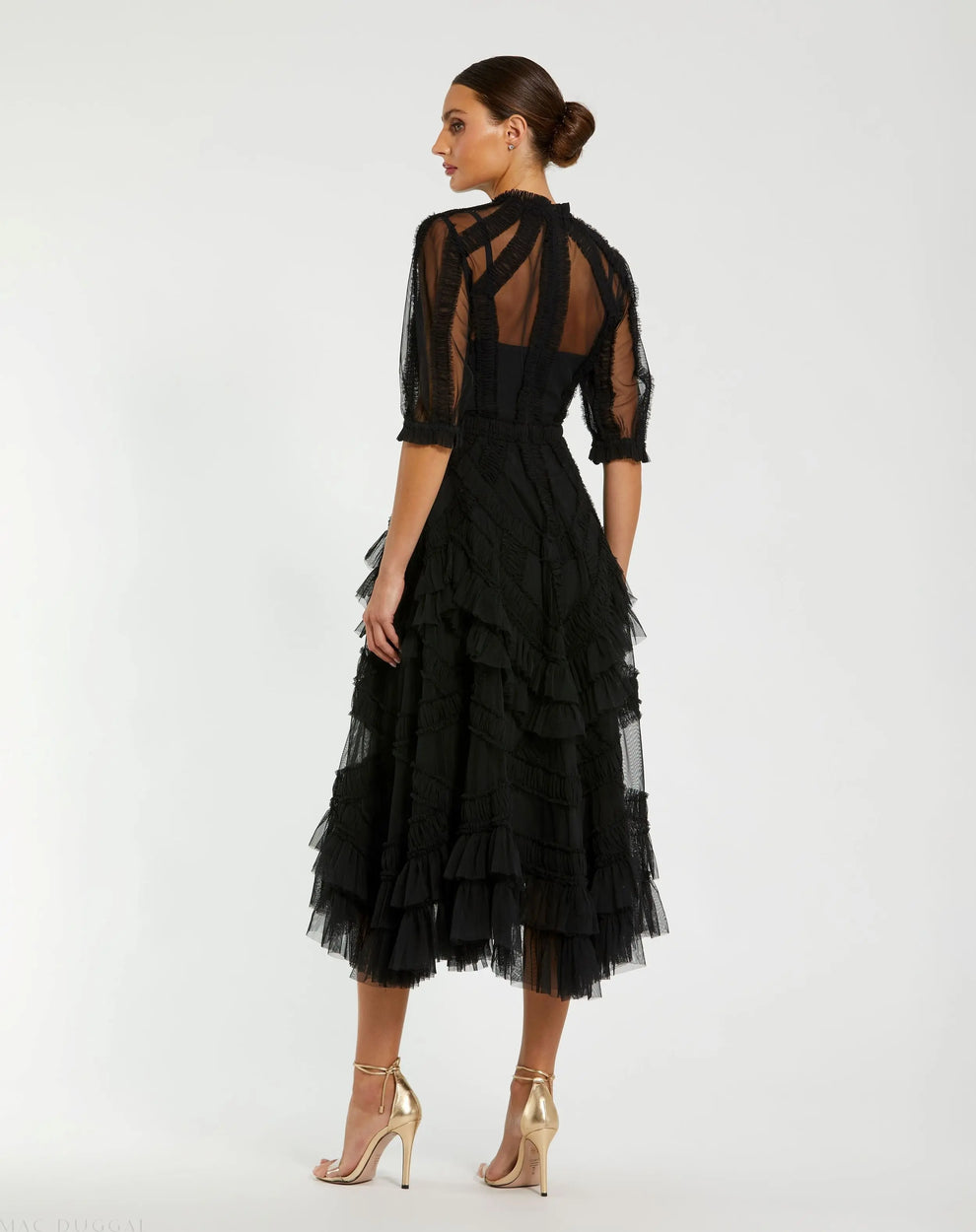Illusion Midi Tulle Evening A-Line Mac Duggal 998058P
