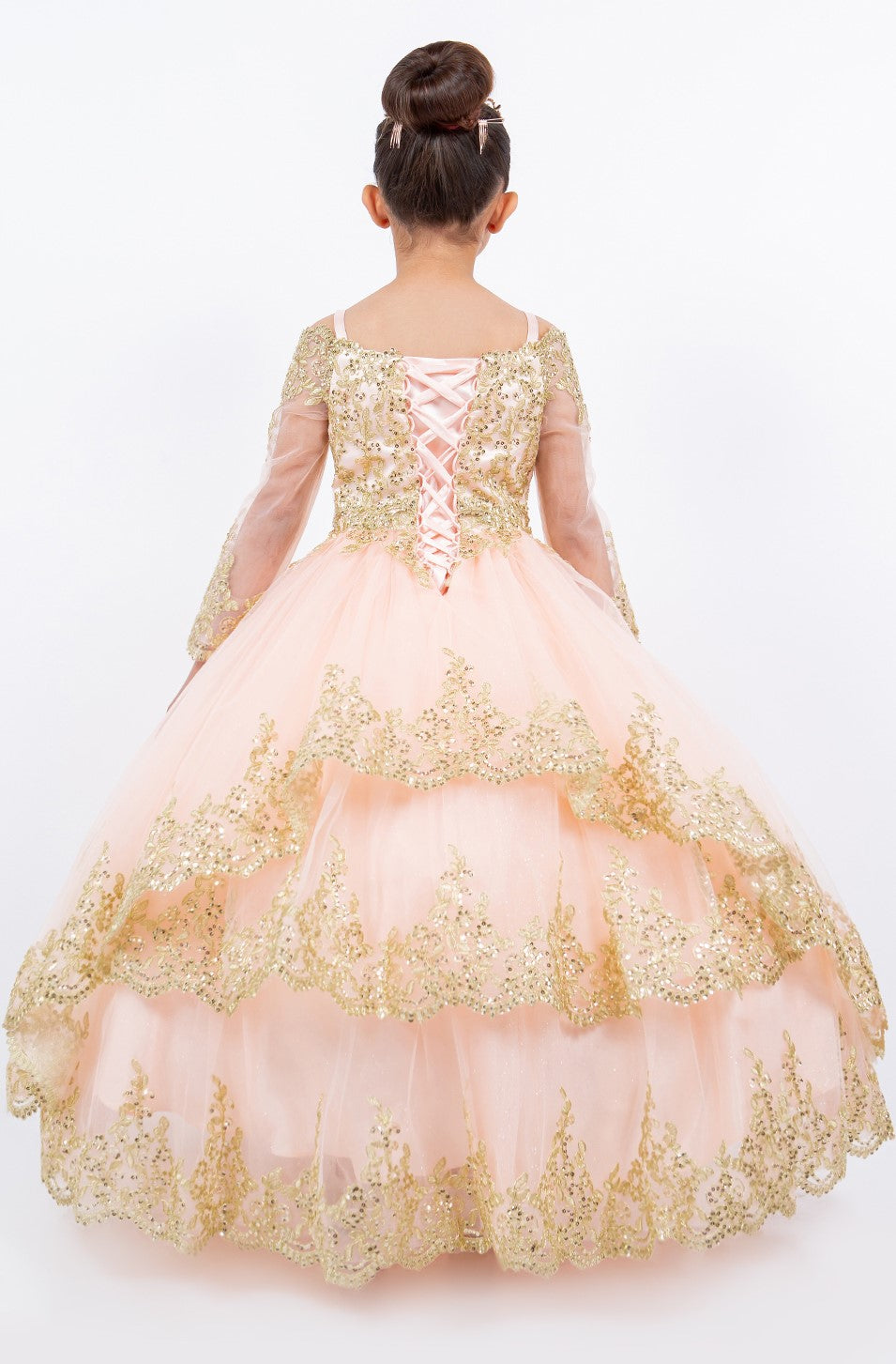 Flower Girl Dresses Glitter Lace Applique Flower Girl Dress Blush