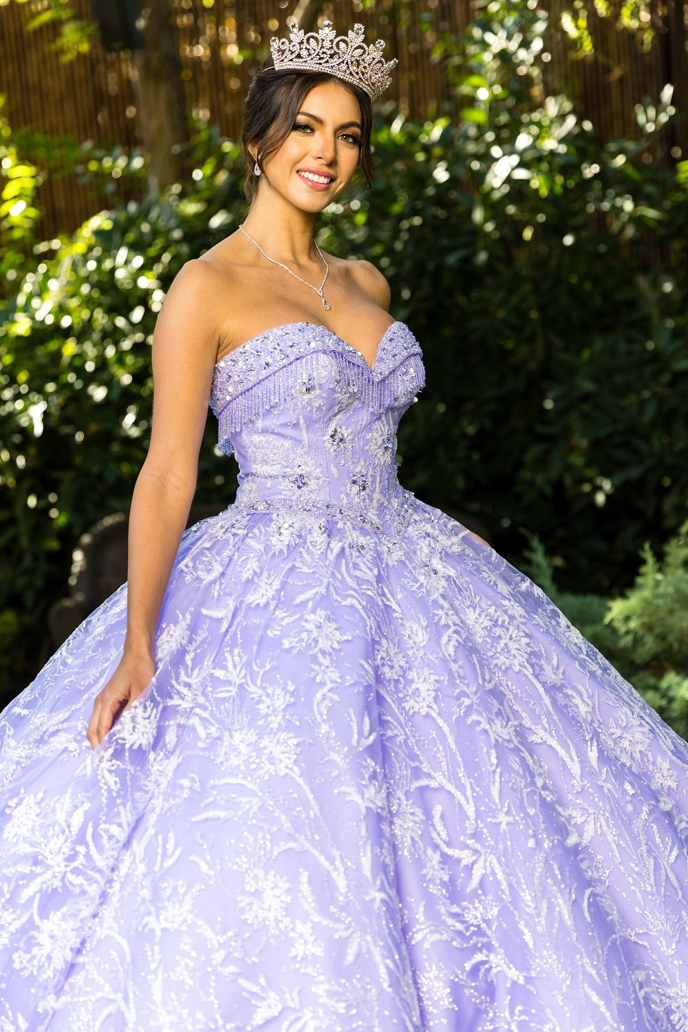 Quinceniera Dresses Beaded Applique Quinceanera Dress Cinderella Couture 8071J Lilac