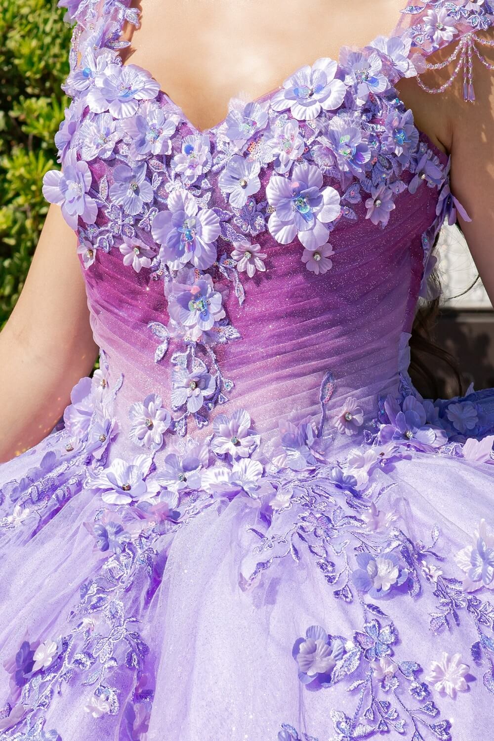 Lavendar Sweetheart Floor Length Tulle Quinceanera Ball Gown with Sheer Corset Bodice Cinderella Couture 8088J
