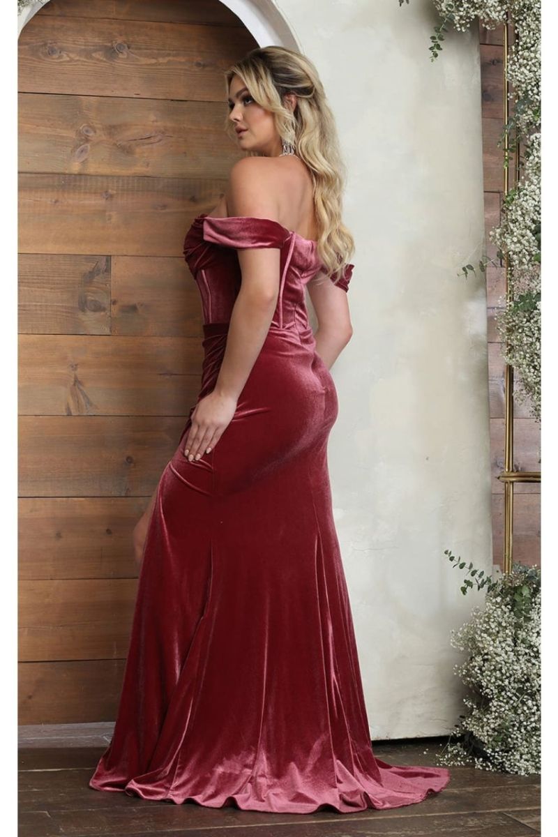 Off-the-Shoulder Floor-Length Velvet Formal Sheath Column May Queen RQ8069