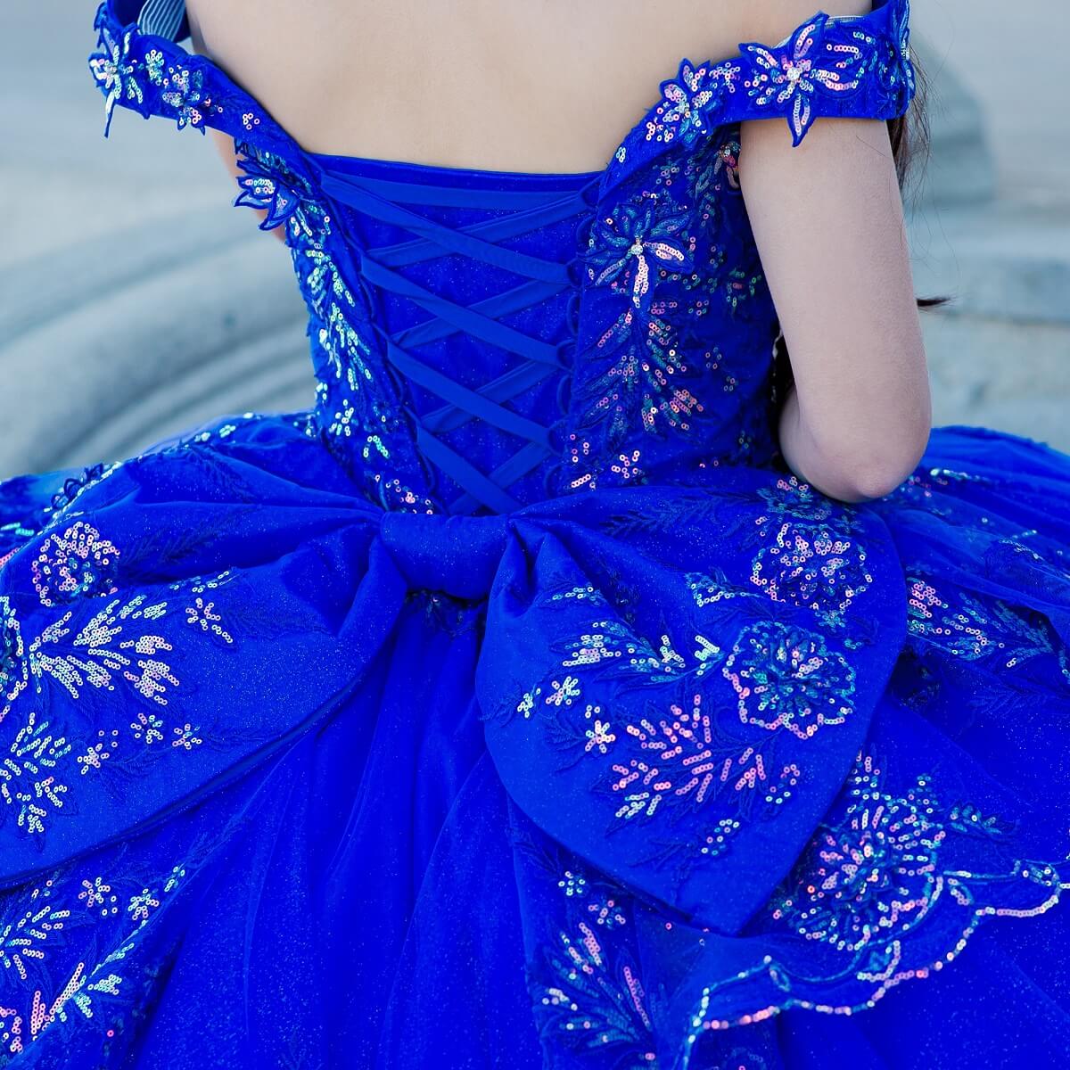 Royal Sweetheart Floor Length Glitter Tulle Quinceanera Ball Gown with 3D Beaded Applique Cinderella Couture 8100J