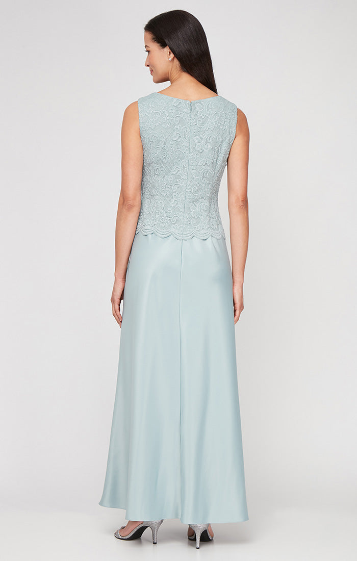 Mother of the Bride Dresses Long Petite Glitter Lace Mother of the Bride Jacket Dress Ice Sage