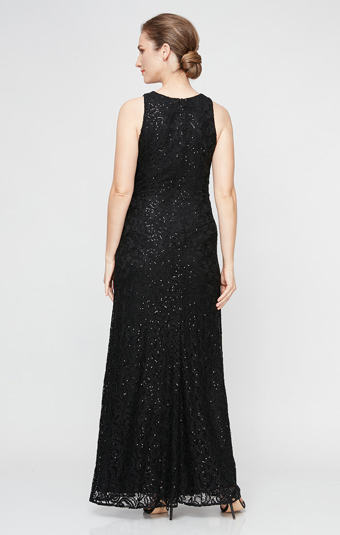 Formal Dresses Long Formal Petite Ruffle Lace Evening Dress Black