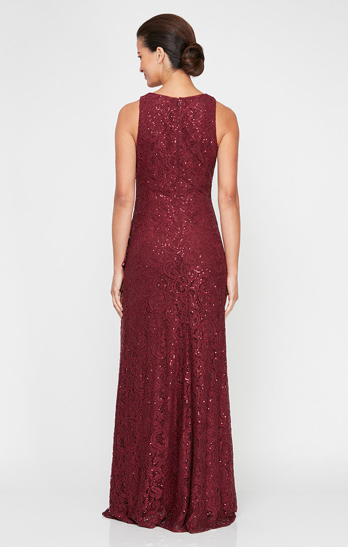 Formal Dresses Long Formal Petite Ruffle Lace Evening Dress Wine
