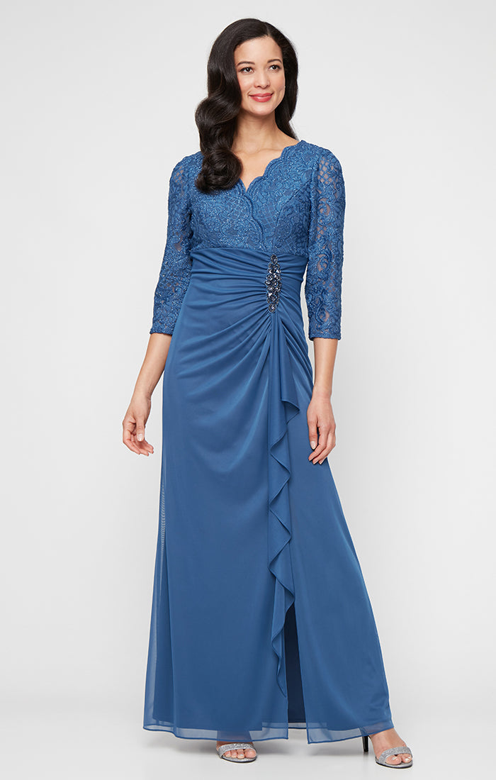 Mother of the Bride Dresses Beaded Petite Long Formal Mother of the Bride A Line Dress Wedgewood