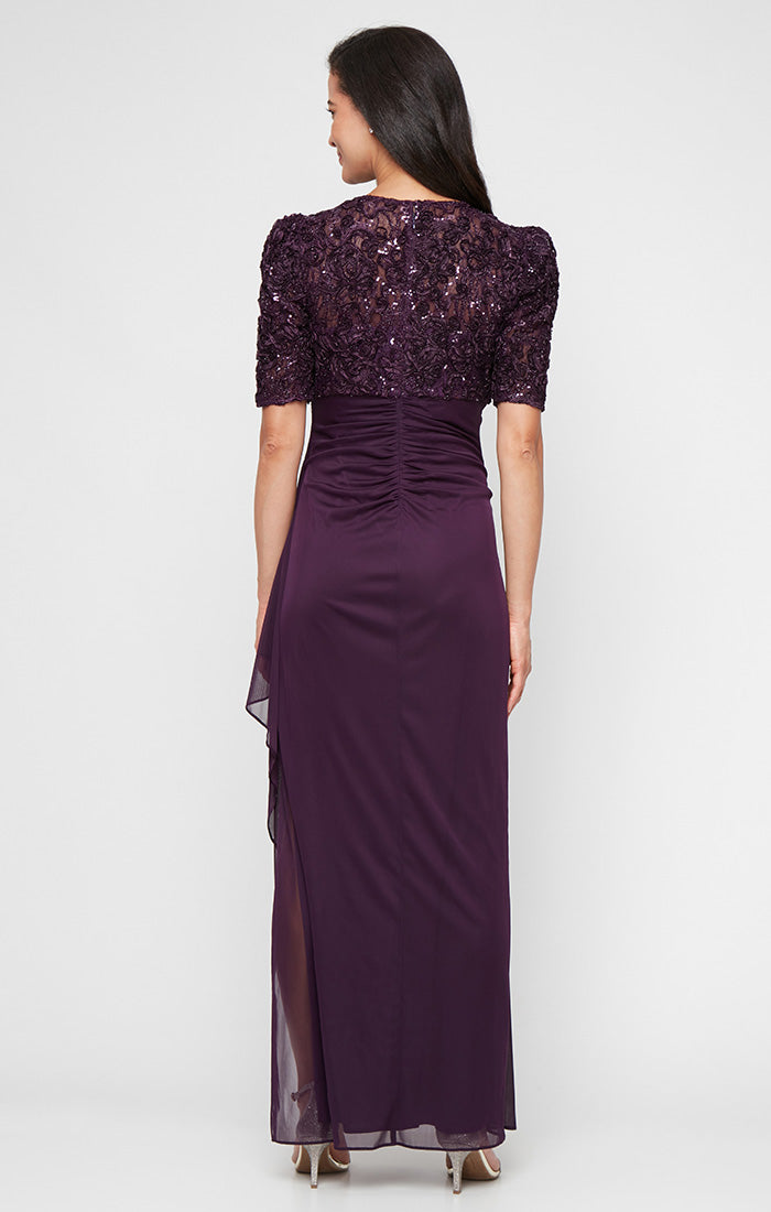 Plus Size Forma Long Formal Plus Size Ruffle Evening Dress Deep Plum