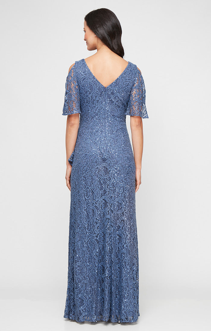 Plus Size Dresses Sequin Long Formal Plus Size Lace Dress Wedgewood