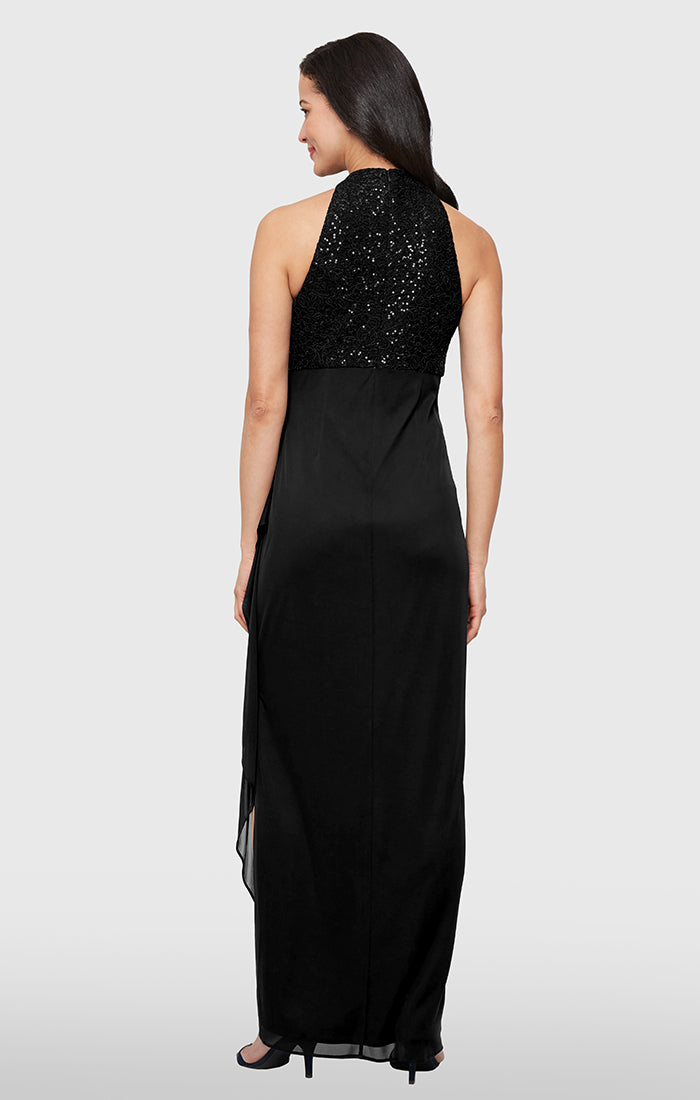 Halter Floor-Length Chiffon Formal Evening Sheath Gown Alex Evenings 81122714