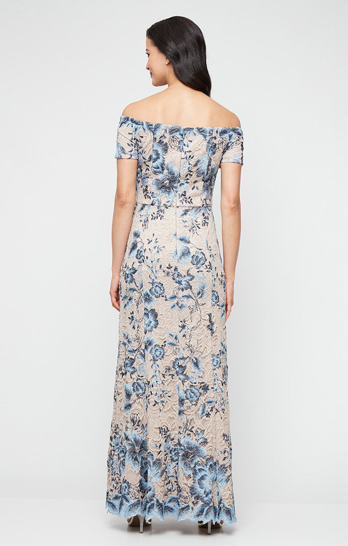 Formal Dresses Long Formal Floral Lace Evening Dress Buff