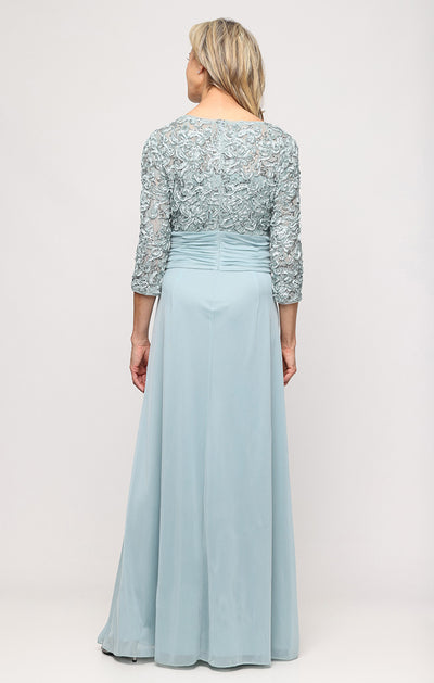 Ice Sage V-Neck Floor-Length Lace Mother of the Bride Dress with Empire Waist Alex Evenings 81122797