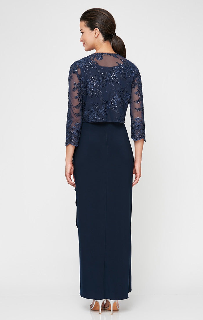 Mother of the Bride Dresses Petite Formal Mother of the Bride Long Jacket Dress Navy