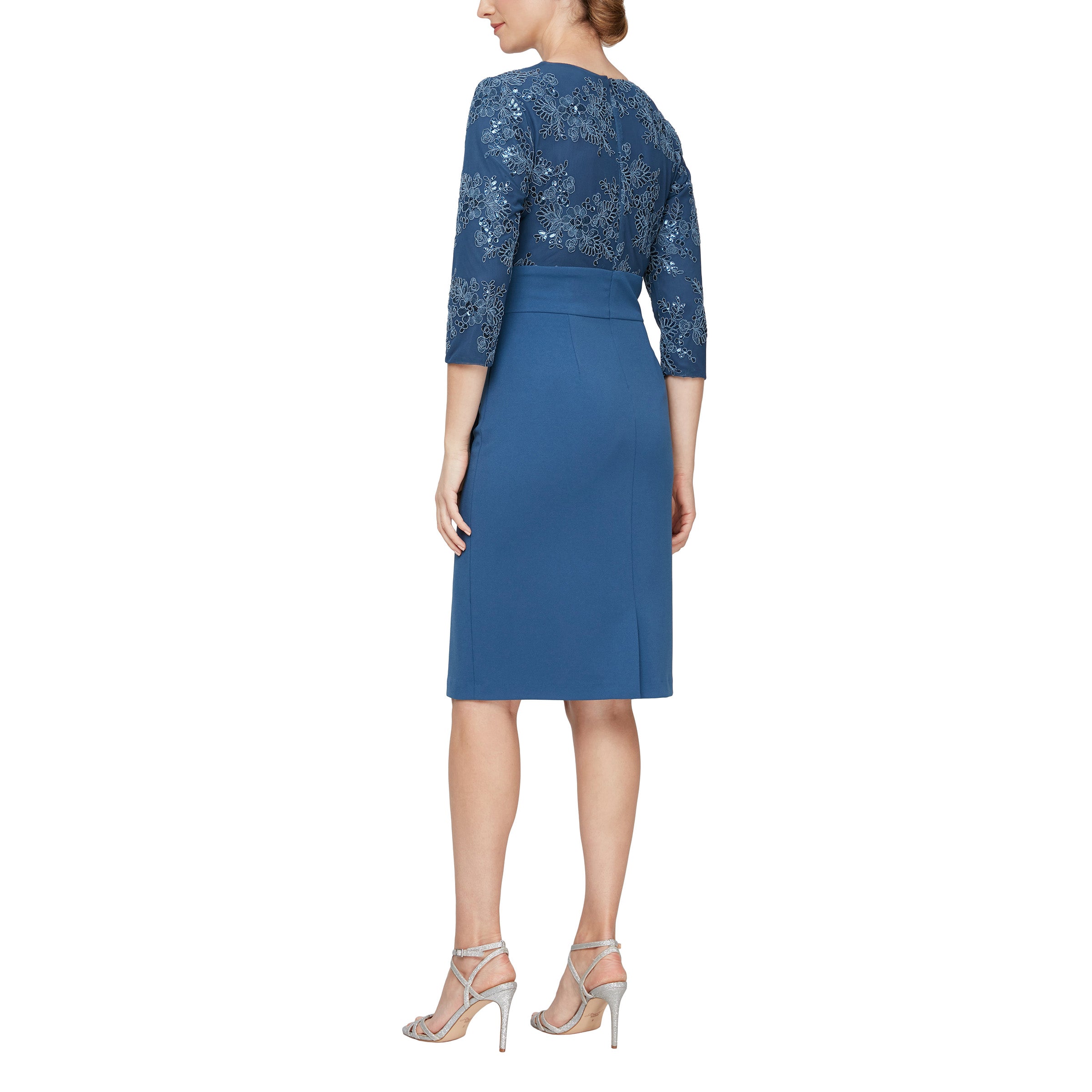 Mother of the Bride Dress Short 3/4 Sleeve Dress Vintage Blue