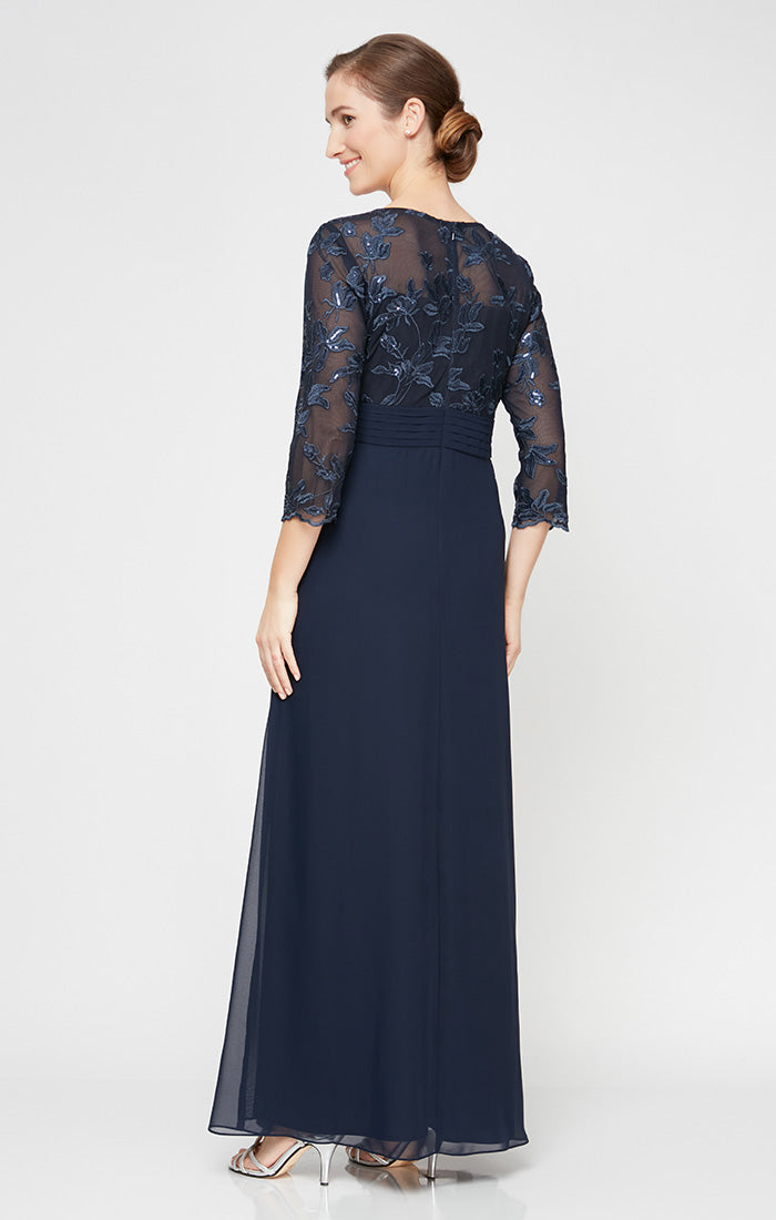 Mother of the Bride Dresses Pleated Long Mother of the Bride Formal Sequin Dress Navy