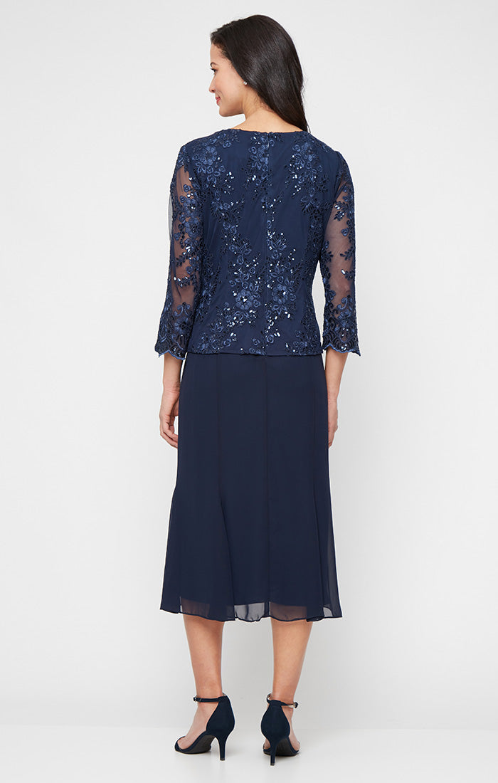 Mother of the Bride Dresses Sequin Mother of the Bride Jacket Midi Dress Navy