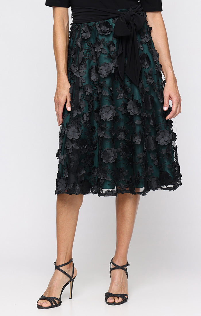 Mother of the Bride Dresses Short Floral A Line Midi Length Cocktail Dress Black Emerald
