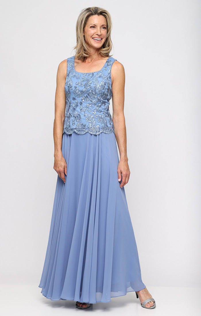 Square Floor-Length Chiffon Formal A-Line Gown with Lace Jacket Alex Evenings D-AE82171957