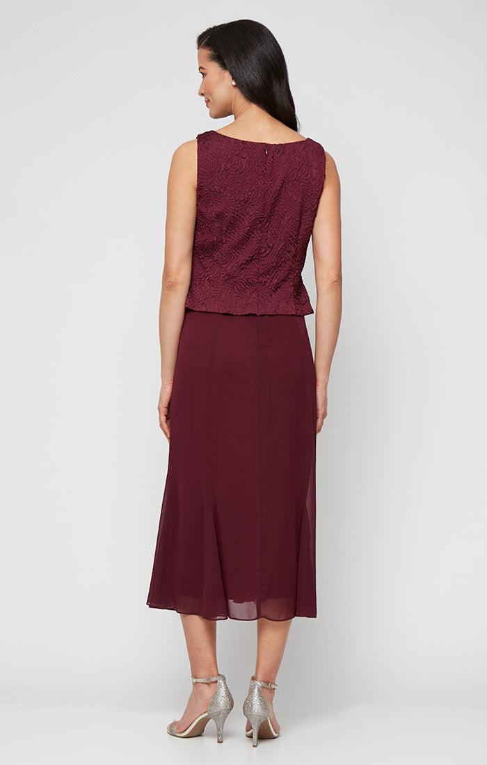 Mother of the Bride Dresses Tea Length Mother of the Bride Cocktail Jacket Dress Wine