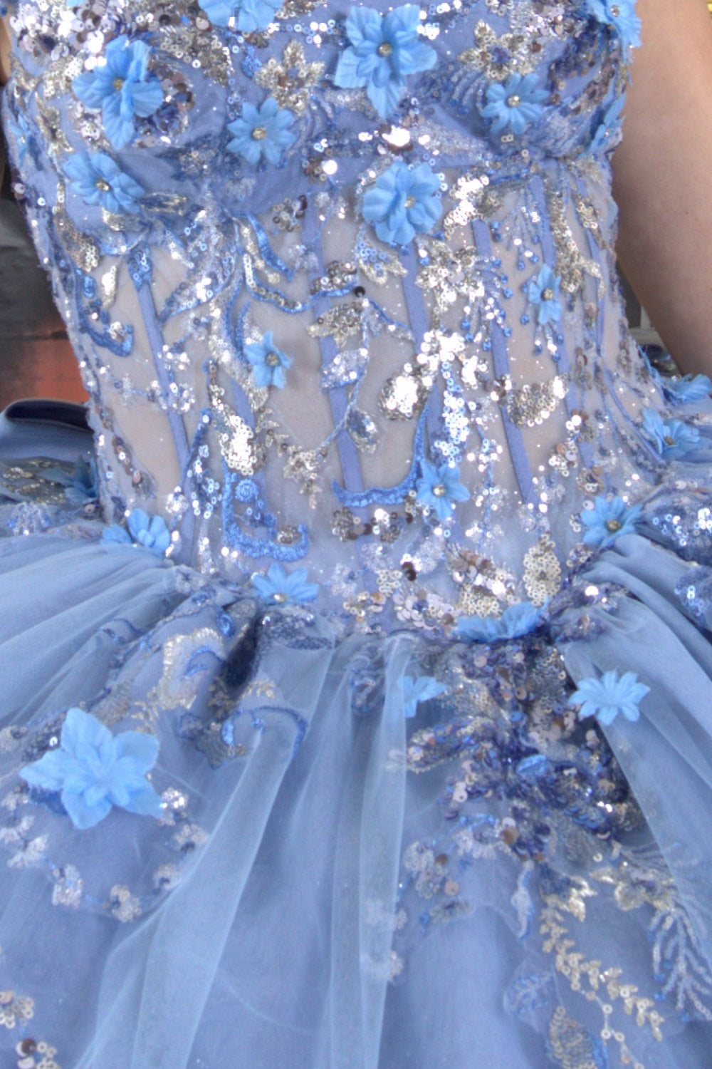Quinceniera Dresses Long Corset Ball Gown Quinceanera Dress Blue