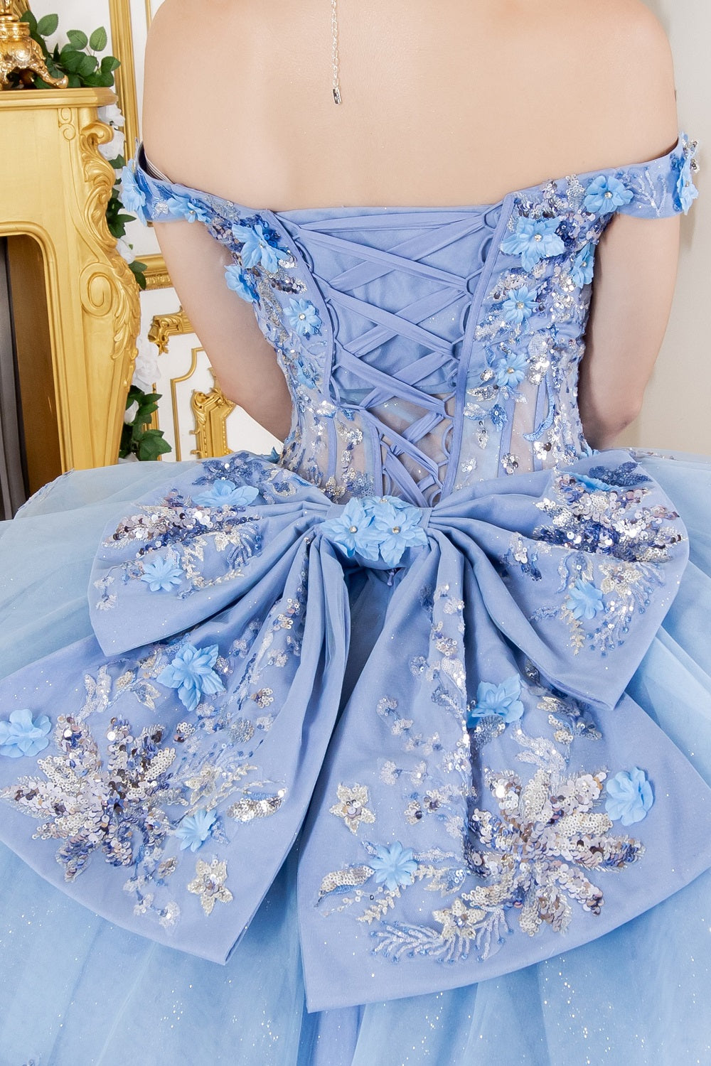 Quinceniera Dresses Long Corset Ball Gown Quinceanera Dress Blue