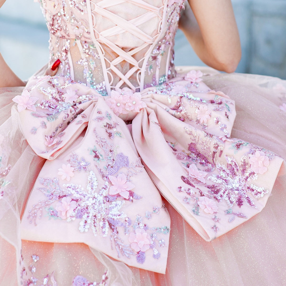 Quinceniera Dresses Long Corset Ball Gown Quinceanera Dress Blush