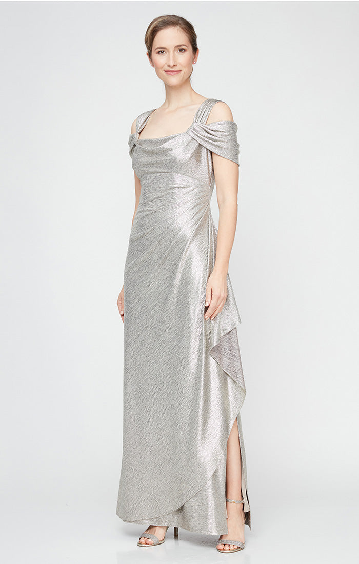Formal Formal Slit Long Evening Petite Dress Champagne