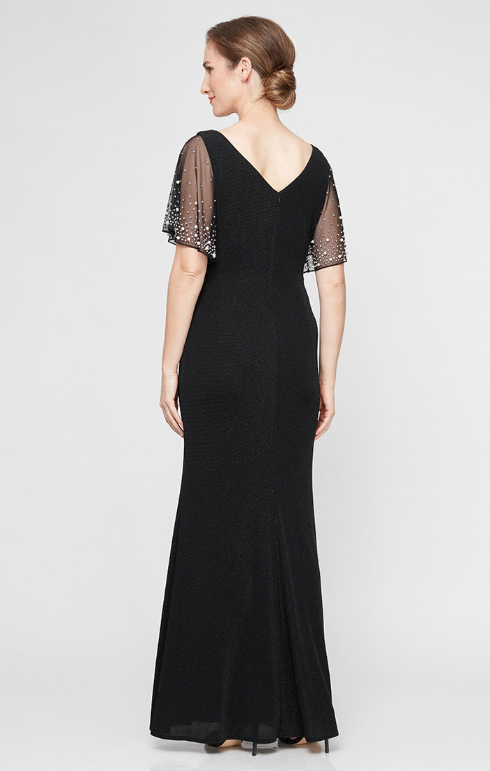 Mother of the Bride Dresses Long Mother of the Bride Formal Metallic Dress Black