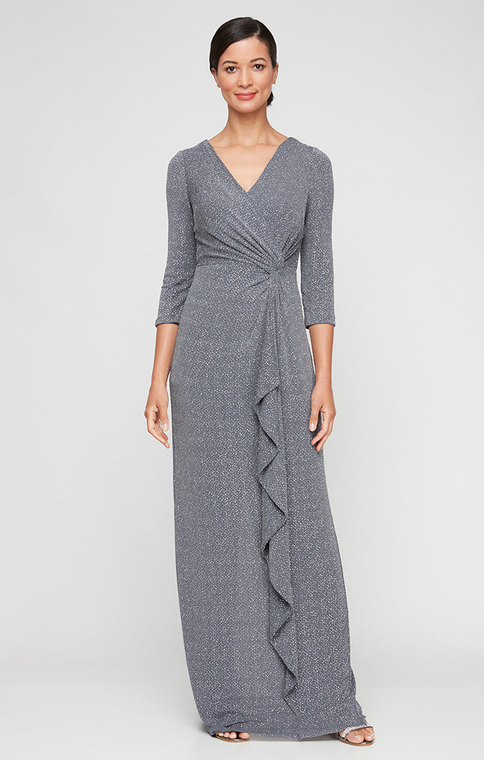 Mother of the Bride Dresses Formal Long Mother of the Bride Ruffle Dress Charcoal