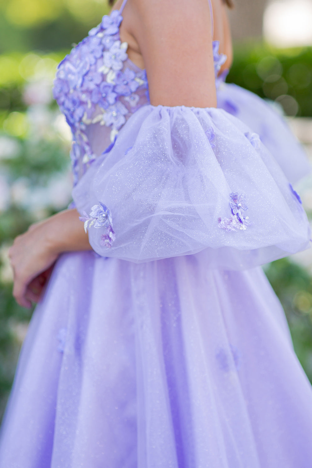 Prom Dresses Long Formal A Line 3D Floral Applique Prom Dress Lilac
