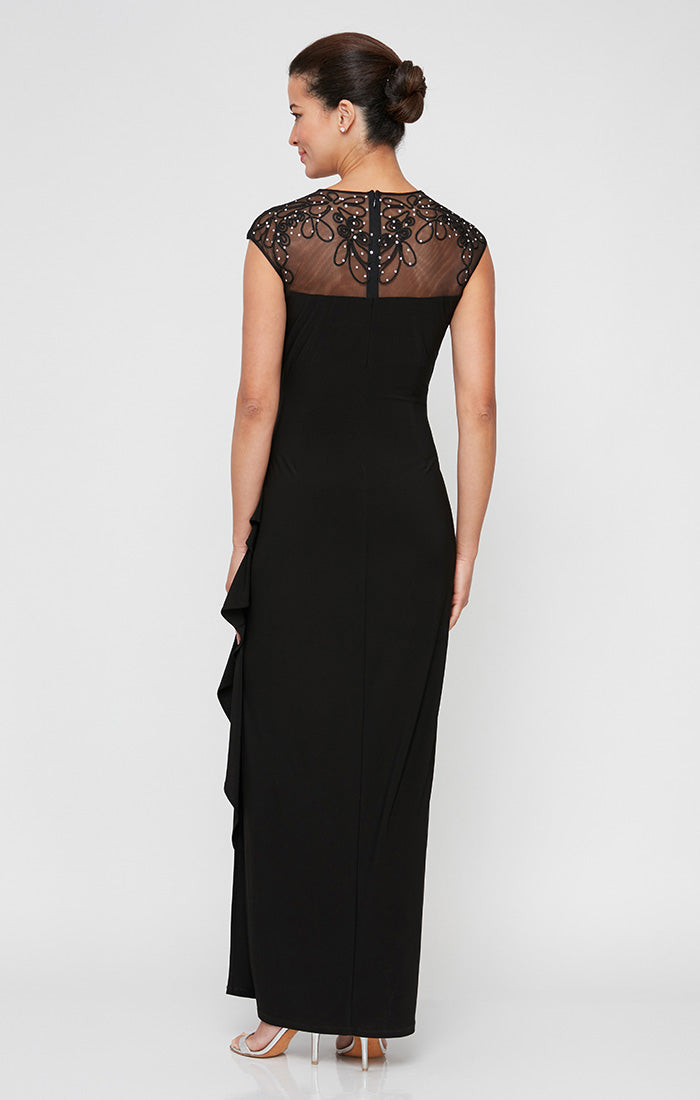 Formal Dresses Petite Long Beaded A Line Formal Evening Dress Black