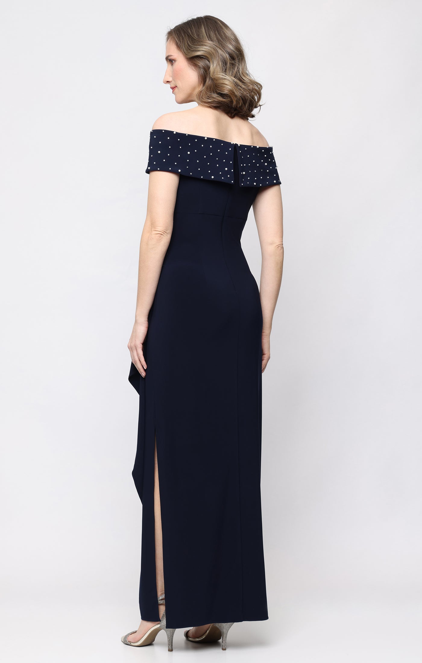Off-the-Shoulder Floor-Length Jersey Formal Sheath/Column Alex Evenings 81351709