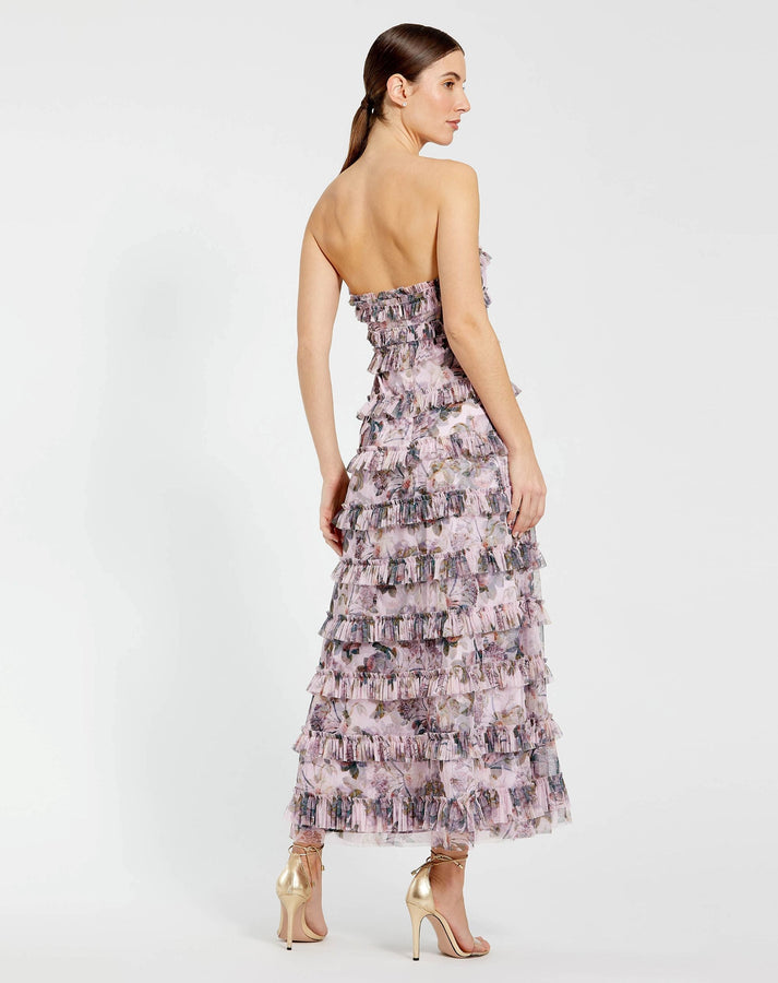 Formal Dresses Fitted tea Length Layered Formal Dress Purple Multi
