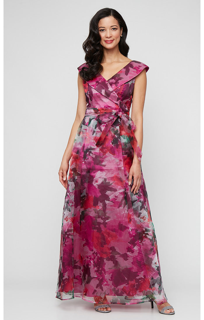 Formal Dresses Long Formal Floral Print Dress Fuchsia Multi