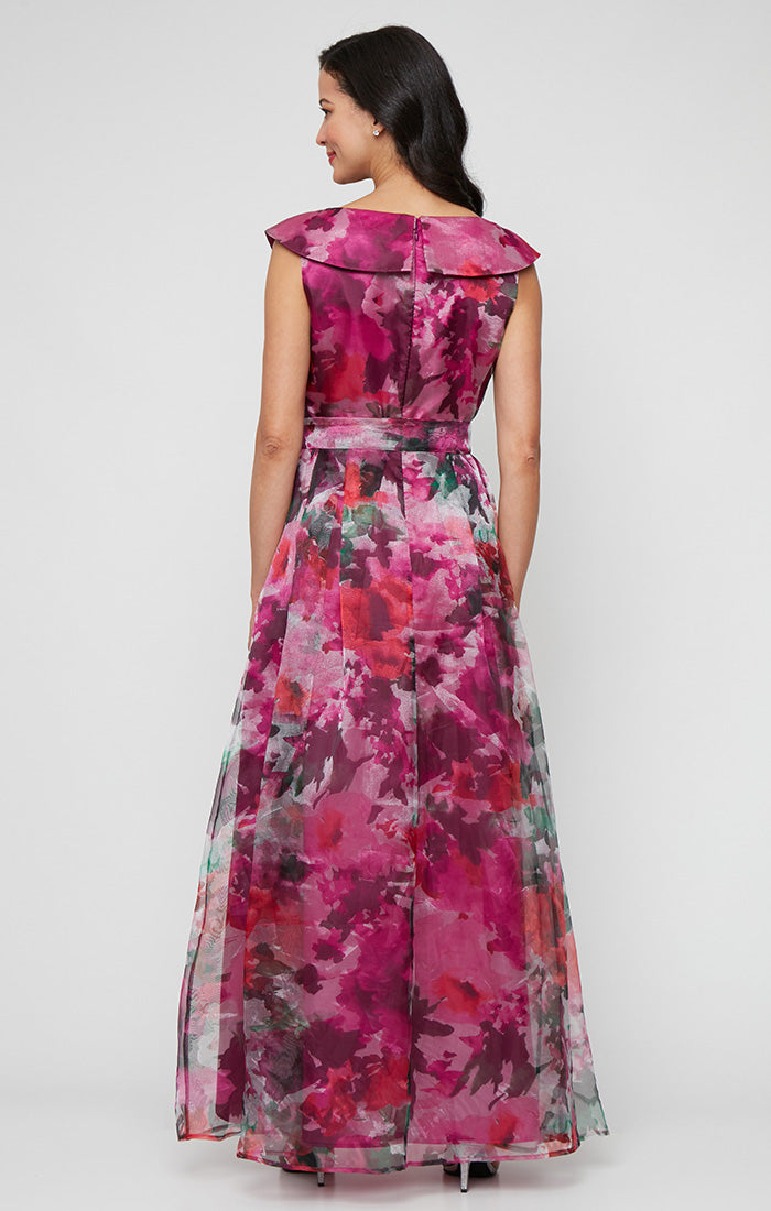 Formal Dresses Long Formal Floral Print Dress Fuchsia Multi