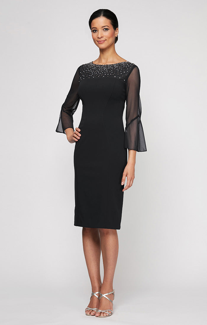 Mother of the Bride Dresses Short Cocktail Mother of the Bride Knee Length Dress Black