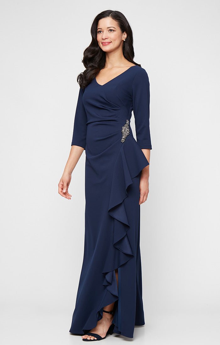 Mother of the Bride Dresses Formal Long Mother of the Bride Ruffle Dress Navy