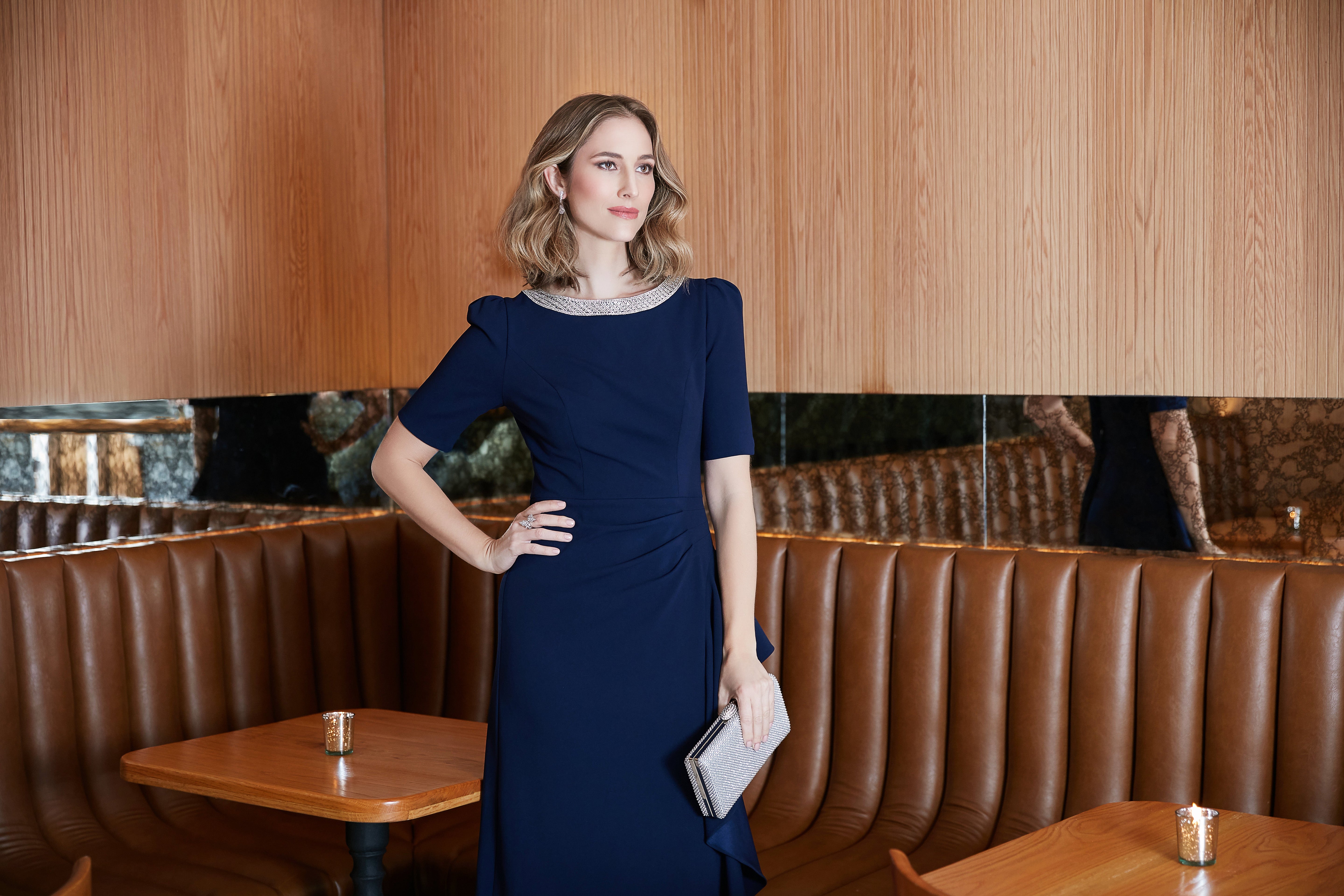 Mother of the Bride Dresses Formal Long Mother of the Bride Ruffle Dress Navy