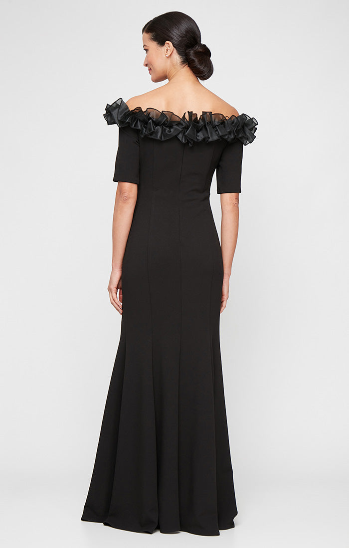 Formal Dresses Long Ruffle Formal A Line Evening Dress Black