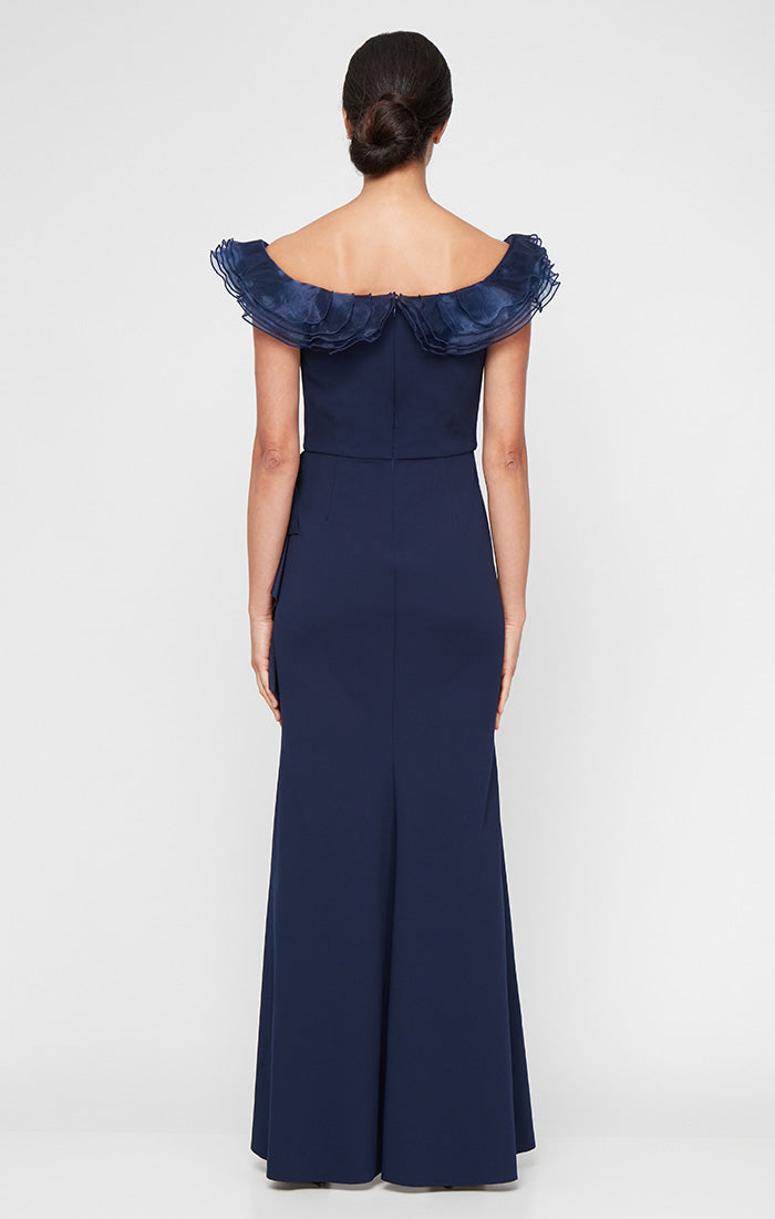 Formal Dresses Ruffle Long Formal Evening Dress Navy
