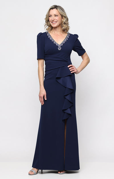 V-Neck Floor-Length Jersey Evening Sheath Alex Evenings 8160597