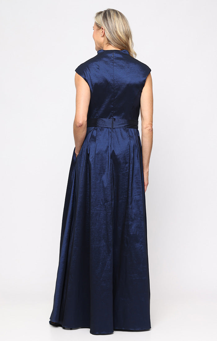 V-Neck Floor-Length Satin Formal Evening A-Line Gown Alex Evenings 8166744