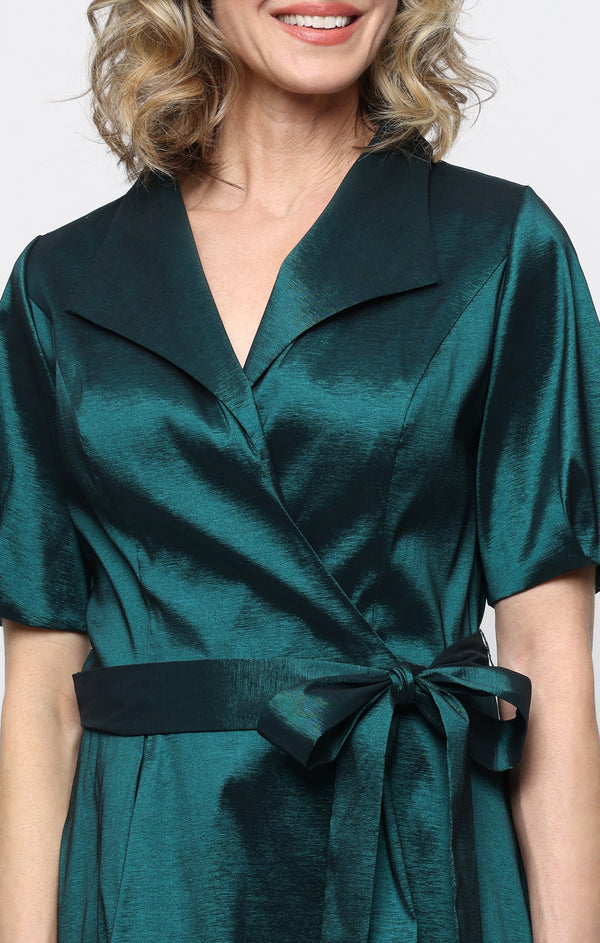 V-Neck Tea-Length Satin Cocktail A-Line Alex Evenings 8166752