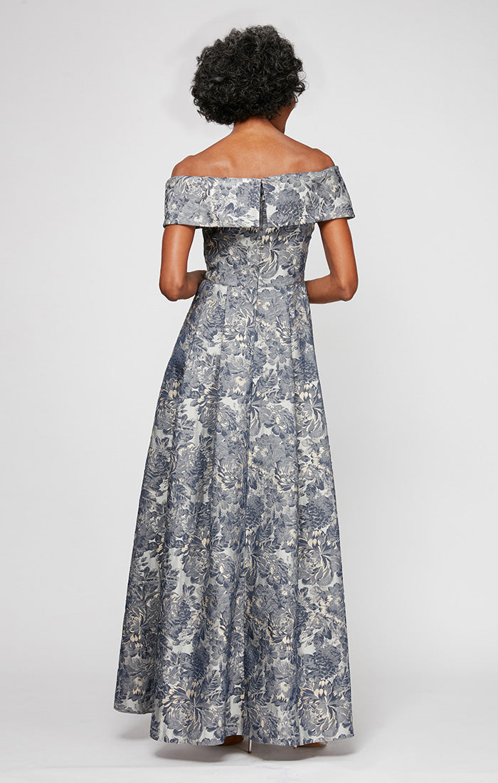 Formal Dresses Printed Long Formal Evening Plus Size Dress Silver Multi