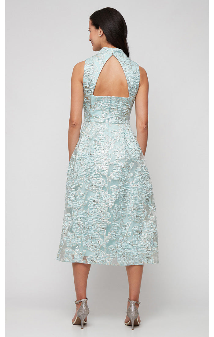 Coktail Dresses Short A Line Midi Length Metallic Cocktail Dress Ice Sage
