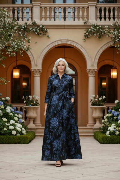 Collar Floor-Length Satin Evening A-Line Alex Evenings 8181322