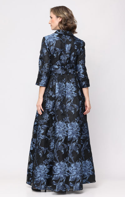 Collar Floor-Length Satin Evening A-Line Alex Evenings 8181322