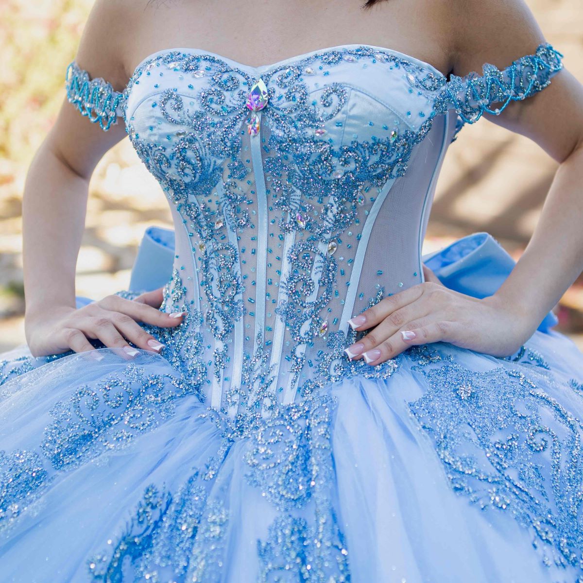 Quinceniera Dresses Long Quinceanera Dress Lace Applique Ball Gown Blue