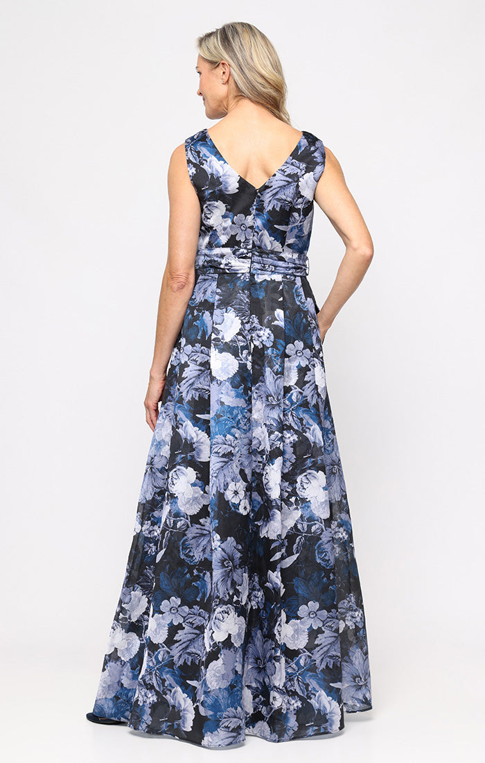 Formal Dresses Long Floral Print Formal Evening Dress Alex Evenings 8192029 Navy Multi