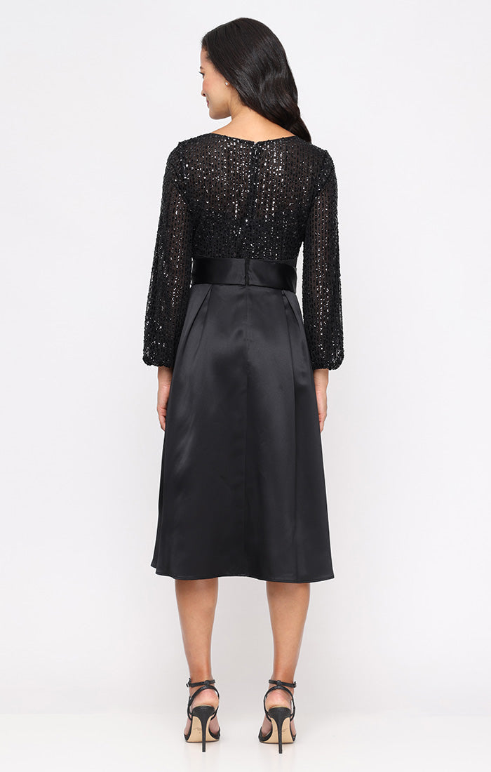 Plus Size Dresses Long Sleeve Plus Size Sequin Midi Cocktail Dress BLACK