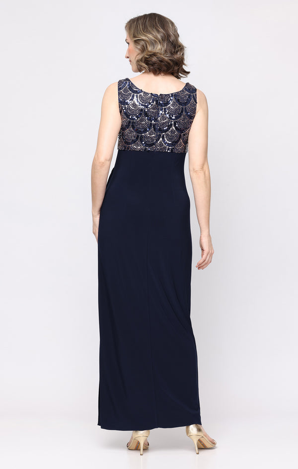 Navy Scoop Neck Long Sequin Formal Dress Jacket Alex Evenings 82961053